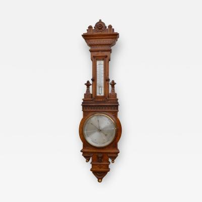 VICTORIAN ANEROID BAROMETER IN OAK