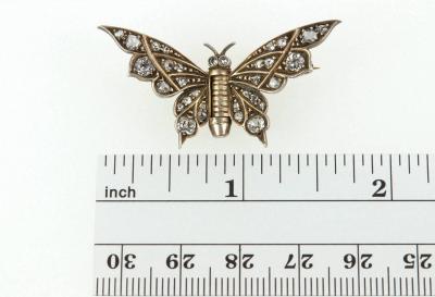 VICTORIAN BUTTERFLY GOLD BROOCH WITH DIAMONDS