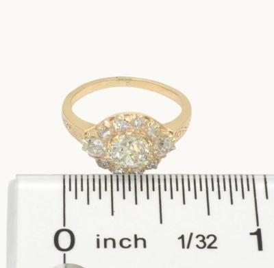 VICTORIAN DIAMOND CLUSTER RING IN 14K YELLOW GOLD CIRCA 1900