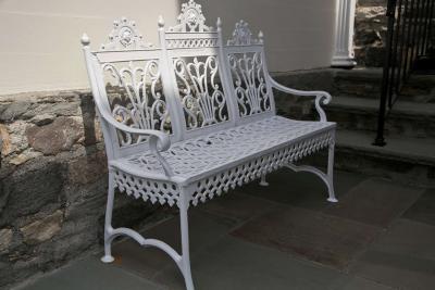 VICTORIAN ERA CAST IRON CURTAIN DESIGN GARDEN SETTEE