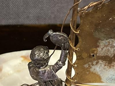 VICTORIAN GRAND TOUR BRASS BRONZE SHELL SHIP INTAGLIO OF KIEL WATCH HOLDER