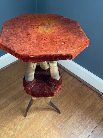 VICTORIAN HORN AND VELVET STAND