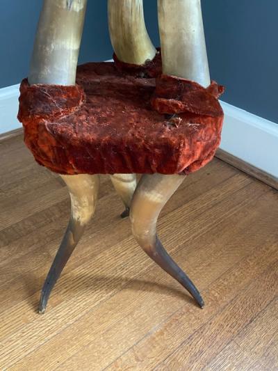 VICTORIAN HORN AND VELVET STAND