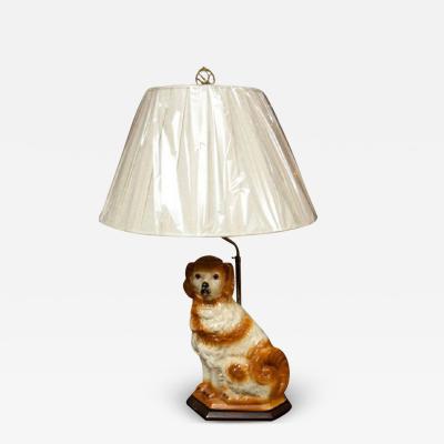 VICTORIAN STAFFORDSHIRE SPANIEL AS TABLE LAMP