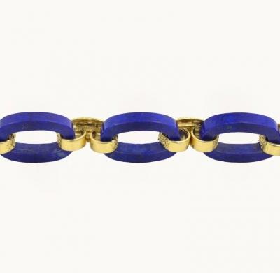 VINTAGE 1960S LAPIS LAZULI AND 18K GOLD LINK BRACELET