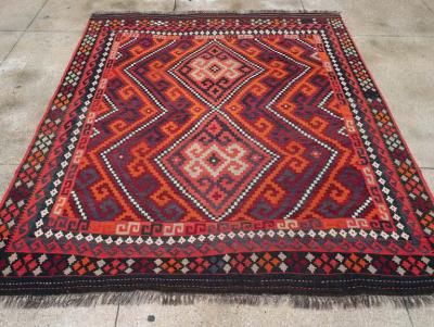 VINTAGE AFGHAN TRIBAL FLATWEAVE KILIM SMALL ROOM SIZE CARPET