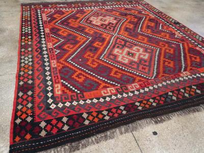 VINTAGE AFGHAN TRIBAL FLATWEAVE KILIM SMALL ROOM SIZE CARPET