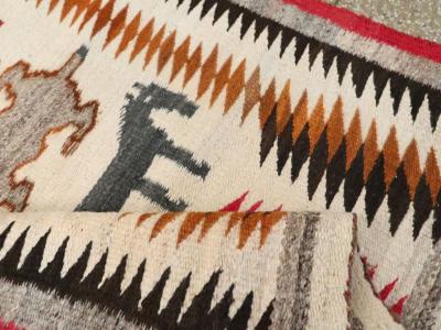 VINTAGE AMERICAN NAVAJO FLATWEAVE PICTORIAL RUG