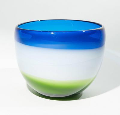VINTAGE BLUE WHITE AND GREEN MURANO GLASS BOWL