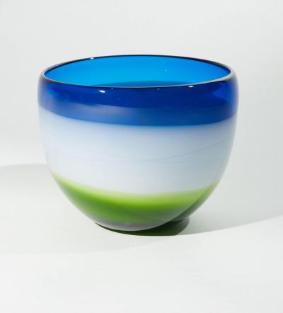 VINTAGE BLUE WHITE AND GREEN MURANO GLASS BOWL