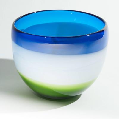 VINTAGE BLUE WHITE AND GREEN MURANO GLASS BOWL