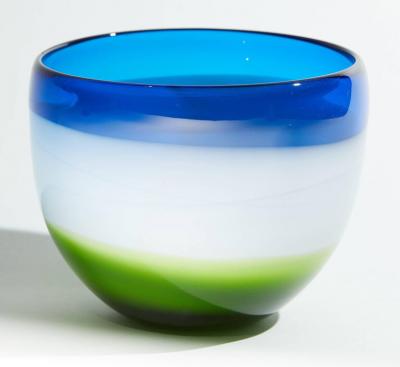VINTAGE BLUE WHITE AND GREEN MURANO GLASS BOWL