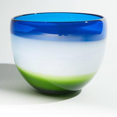 VINTAGE BLUE WHITE AND GREEN MURANO GLASS BOWL