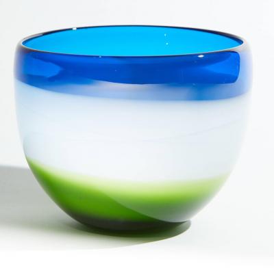 VINTAGE BLUE WHITE AND GREEN MURANO GLASS BOWL