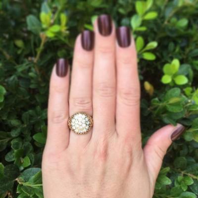 VINTAGE DIAMOND CLUSTER GOLD RING