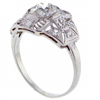 VINTAGE FILIGREE EUROPEAN CUT DIAMOND RING