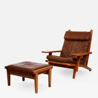 VINTAGE HANS WEGNER GE 375 LOUNGE CHAIR AND FOOTSTOOL