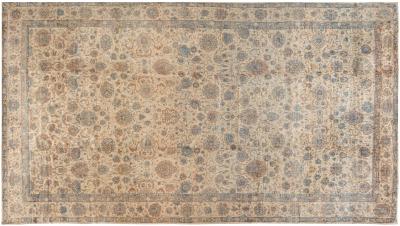 VINTAGE INDIAN BOTANIC HANDMADE WOOL RUG