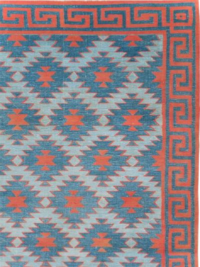 VINTAGE INDIAN FLATWEAVE DHURRIE LONG ROOM SIZE CARPET