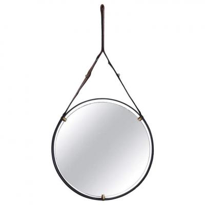 VINTAGE ITALIAN FLOATING IRON AND LEATHER MIRROR