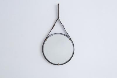 VINTAGE ITALIAN FLOATING IRON AND LEATHER MIRROR