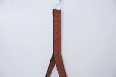 VINTAGE ITALIAN FLOATING IRON AND LEATHER MIRROR