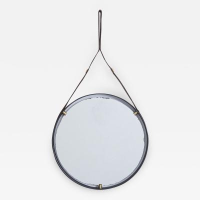 VINTAGE ITALIAN FLOATING IRON AND LEATHER MIRROR