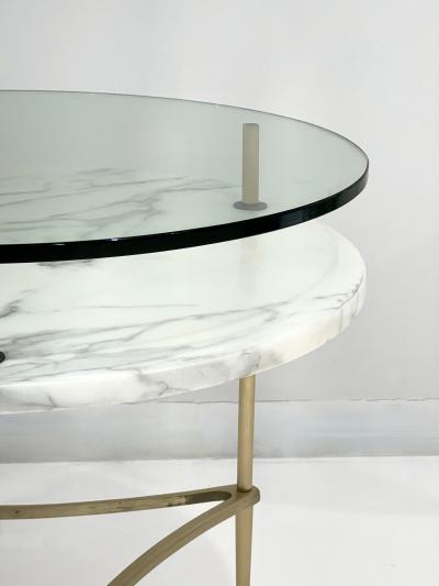 VINTAGE ITALIAN TIERED MARBLE AND GLASS TABLE