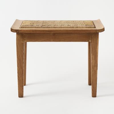 VINTAGE PAIR OF CERUSED OAK STOOLS WITH ROPE SEATS