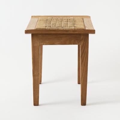 VINTAGE PAIR OF CERUSED OAK STOOLS WITH ROPE SEATS