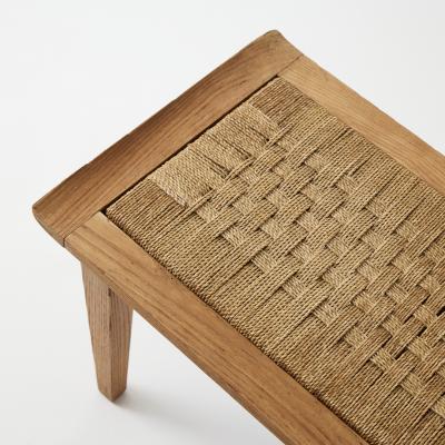 VINTAGE PAIR OF CERUSED OAK STOOLS WITH ROPE SEATS