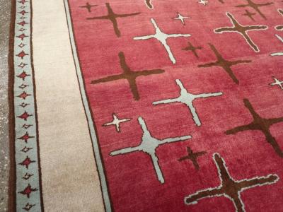 VINTAGE PERSIAN ART DECO TABRIZ ACCENT CARPET