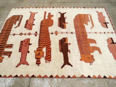 VINTAGE PERSIAN BAKHTIARI PICTORIAL ACCENT RUG