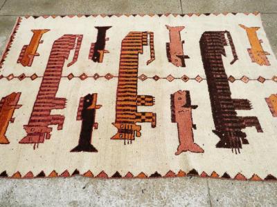 VINTAGE PERSIAN BAKHTIARI PICTORIAL ACCENT RUG