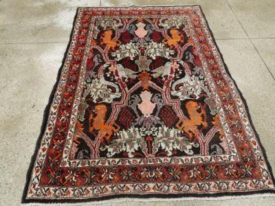 VINTAGE PERSIAN BIDJAR PICTORIAL ACCENT RUG