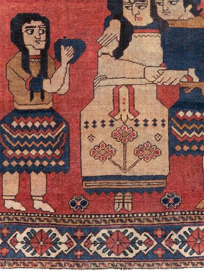 VINTAGE PERSIAN PICTORIAL BAKHTIARI ACCENT RUG