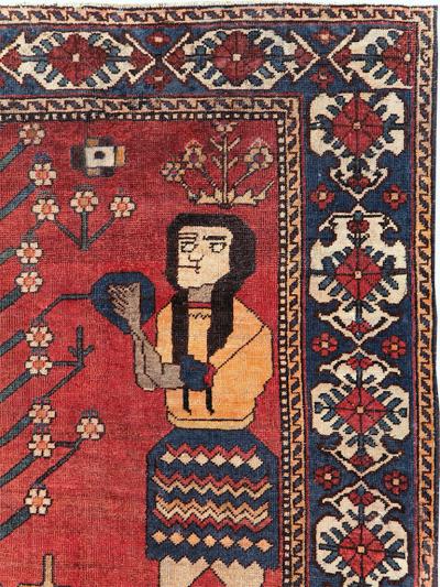 VINTAGE PERSIAN PICTORIAL BAKHTIARI ACCENT RUG