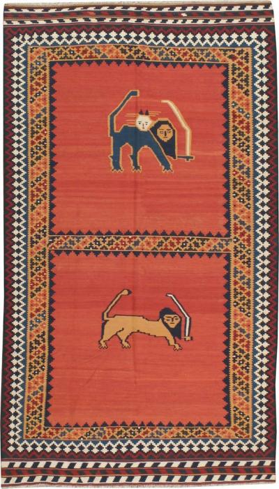 VINTAGE PERSIAN PICTORIAL KILIM