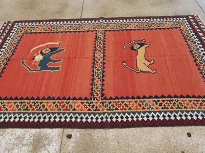 VINTAGE PERSIAN PICTORIAL KILIM