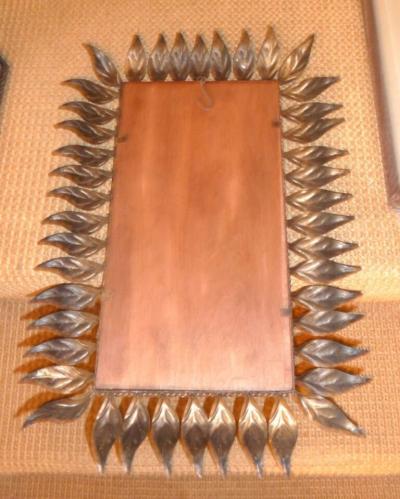 VINTAGE SPANISH GILT METAL LEAF FRAME MIRROR