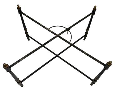 VINTAGE TOLE BLACK GOLD CHINOISERIE TRAY TABLE WITH X STRETCHER BASE