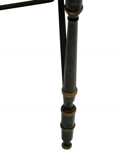 VINTAGE TOLE BLACK GOLD CHINOISERIE TRAY TABLE WITH X STRETCHER BASE