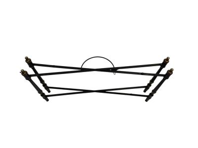VINTAGE TOLE BLACK GOLD CHINOISERIE TRAY TABLE WITH X STRETCHER BASE
