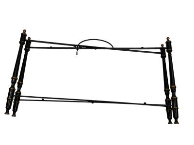 VINTAGE TOLE BLACK GOLD CHINOISERIE TRAY TABLE WITH X STRETCHER BASE
