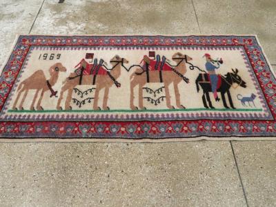 VINTAGE TURKISH ANATOLIAN PICTORIAL THROW RUG
