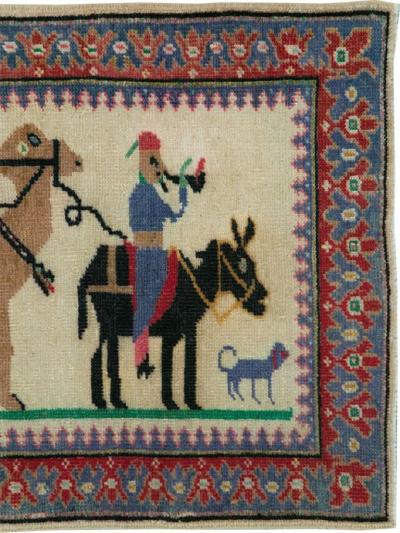 VINTAGE TURKISH ANATOLIAN PICTORIAL THROW RUG