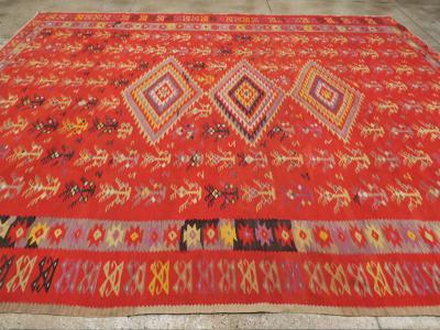 VINTAGE TURKISH FLATWEAVE KILIM ROOM SIZE CARPET