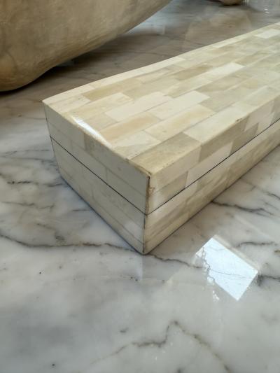 VIntage italian Rectangular Cream Bone Inlay Box 1970