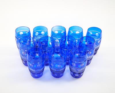 Val Saint Lambert Cobalt Blue Tableware Crystal Water Service For 12 People