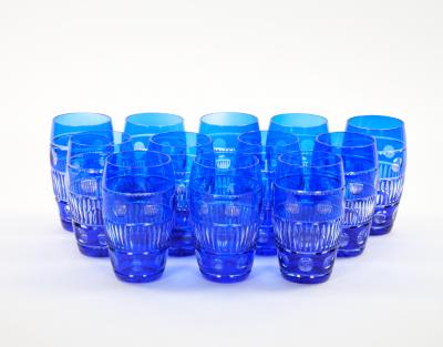Val Saint Lambert Cobalt Blue Tableware Crystal Water Service For 12 People